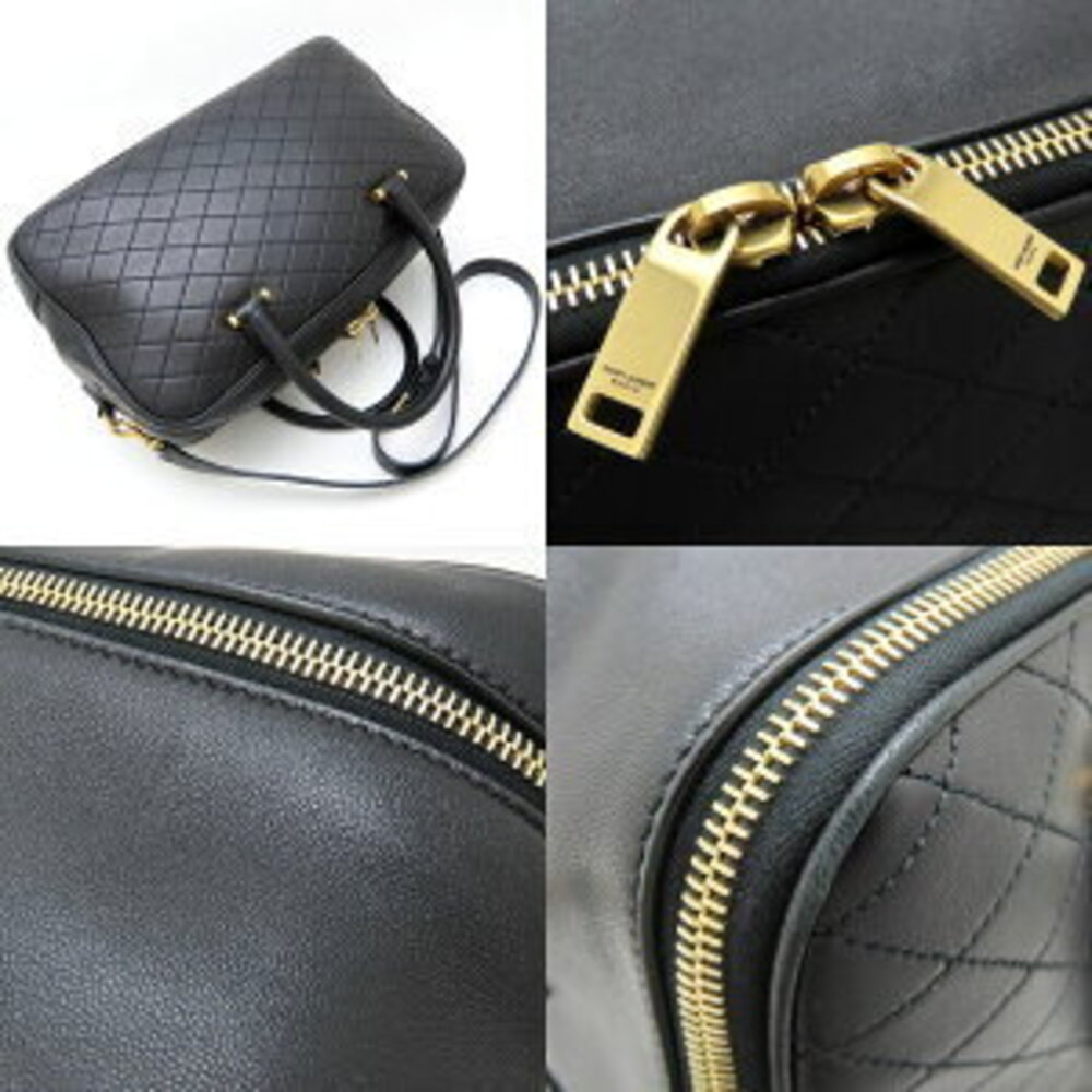 SAINT LAURENT PARIS Rear Duffle Bag Handbag Lambskin Black - Picture 3 of 9